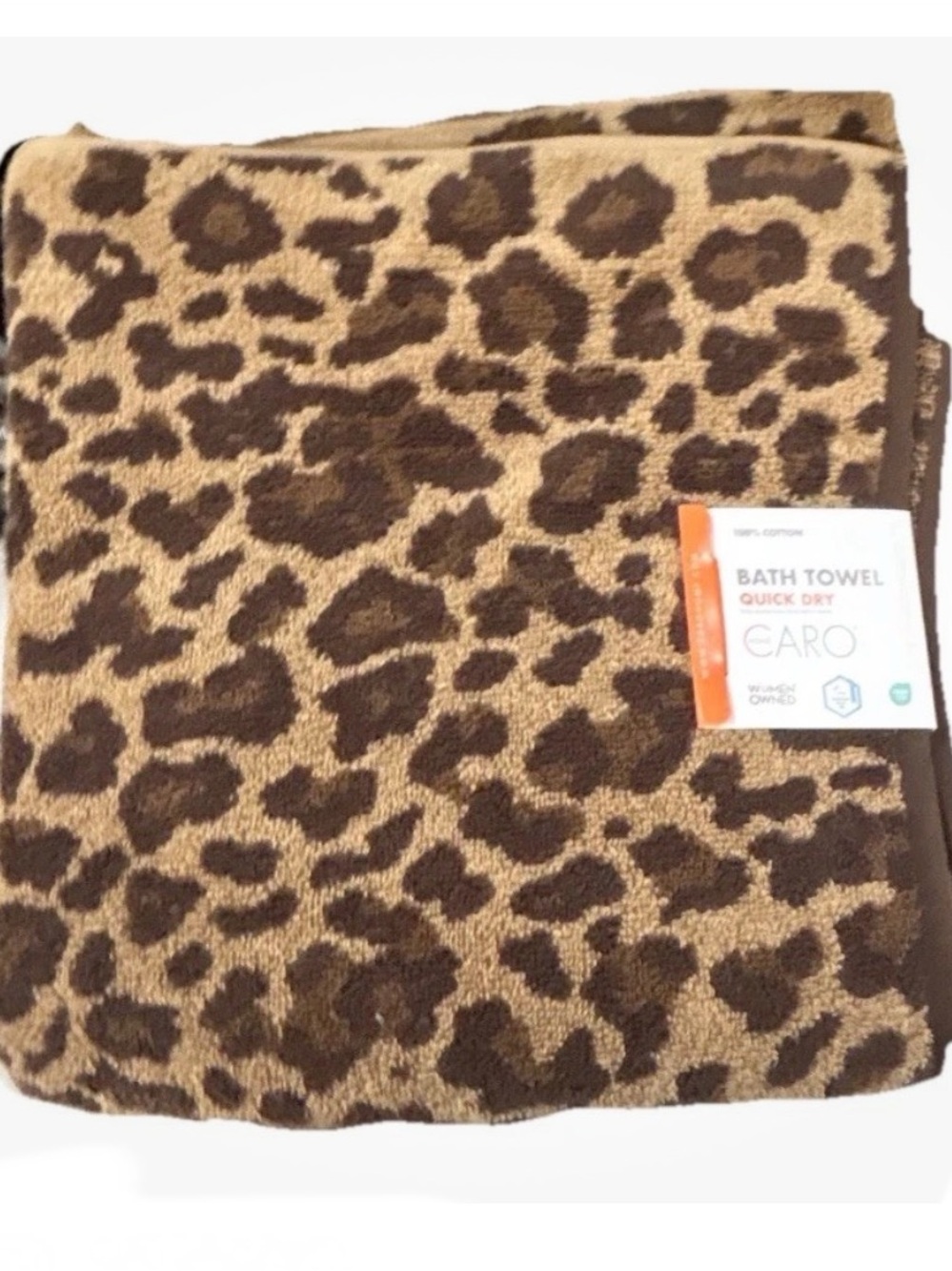 Caro Quick Dry Brown Animal Print Bath Towels Set of 2